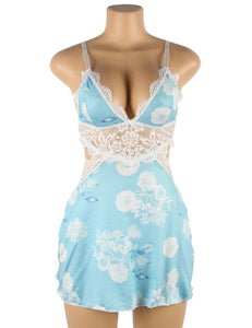 Blue Floral Print Babydoll (20-22)5xl