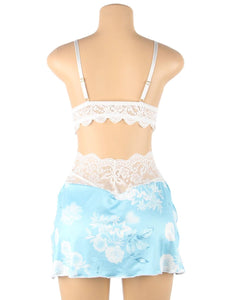 Blue Floral Print Babydoll (8-10) M