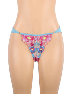 Floral Embroidery Garter Bra Set (20-22)5xl