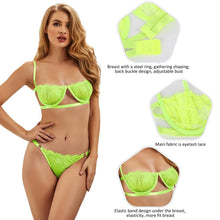 Load image into Gallery viewer, Neon Green Bra Set W/ Steel Ring(12-14)xl
