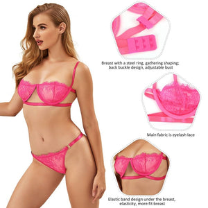 Hot Pink Bra Set W/ Steel Ring(12-14)xl