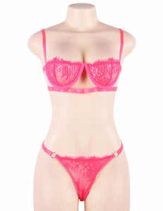 Hot Pink Bra Set W/ Steel Ring(12-14)xl