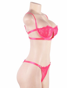 Hot Pink Bra Set W/ Steel Ring(12-14)xl