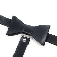 Load image into Gallery viewer, Black Bow Faux Leather Garter Clips
