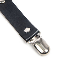 Load image into Gallery viewer, Black Bow Faux Leather Garter Clips
