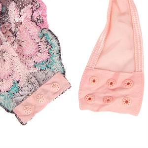 Floral Open Crotch Pink Teddy (8-10) M