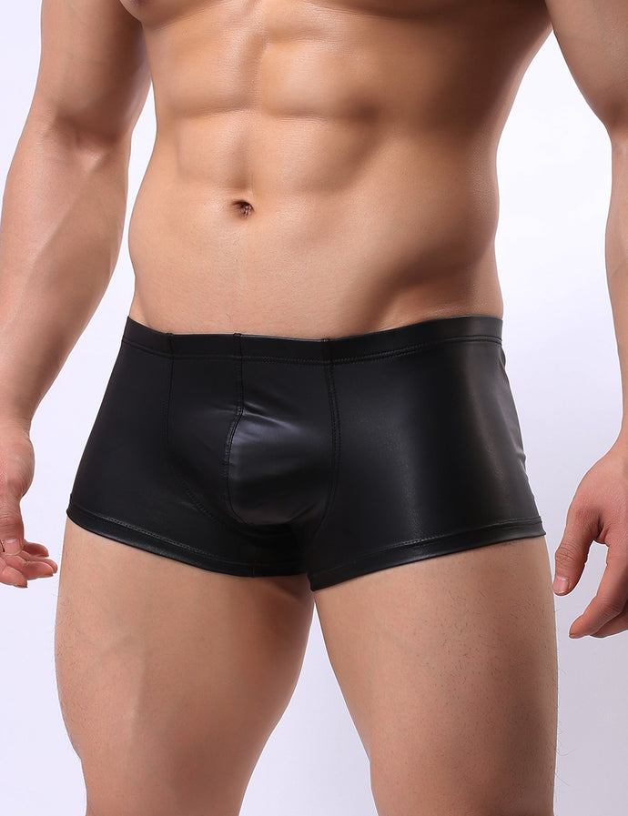 Mens Black Wet Look Shorts (28-30) L