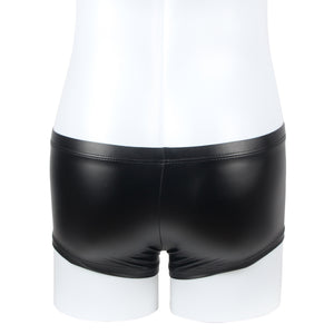 Mens Black Wet Look Shorts (30-32) Xl