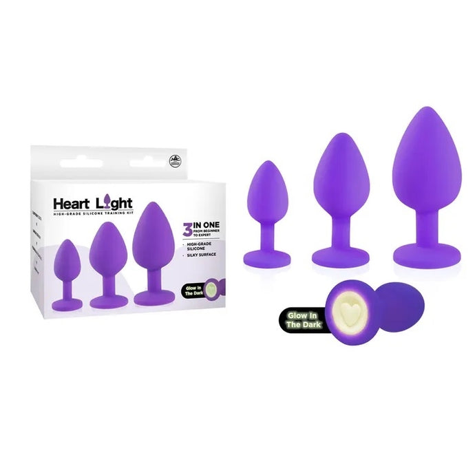 Heart Light Purple Butt Plug Set