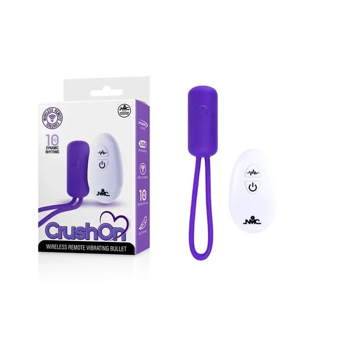 Crush On - Purple Rechargeable Vibrating Bullet With Wireless Remote