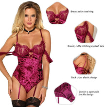 Load image into Gallery viewer, Velvet Teddy Off Shoulder Lace Sleeves (22-24) 7xl
