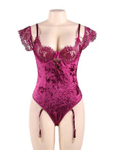 Load image into Gallery viewer, Velvet Teddy Off Shoulder Lace Sleeves (8-10) M
