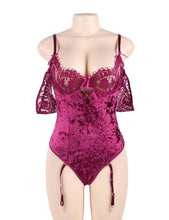 Load image into Gallery viewer, Velvet Teddy Off Shoulder Lace Sleeves (20-22) 5xl
