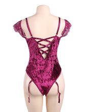 Load image into Gallery viewer, Velvet Teddy Off Shoulder Lace Sleeves (8-10) M
