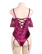 Load image into Gallery viewer, Velvet Teddy Off Shoulder Lace Sleeves (8-10) M
