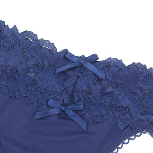 Blue Floral Lace Band Panty  (12-14) Xl