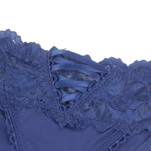 Load image into Gallery viewer, Blue Floral Lace Band Panty  (12-14) Xl
