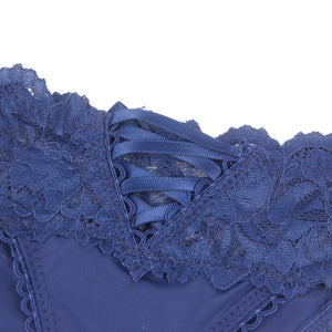 Blue Floral Lace Band Panty  (12-14) Xl