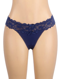 Blue Floral Lace Band Panty  (12-14) Xl