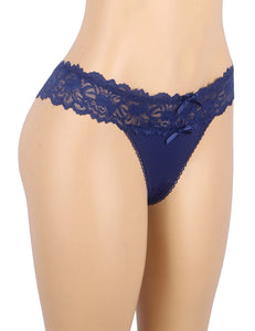 Blue Floral Lace Band Panty  (12-14) Xl