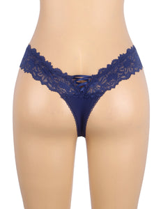 Blue Floral Lace Band Panty  (12-14) Xl