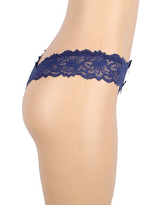 Blue Floral Lace Band Panty  (12-14) Xl