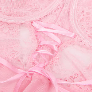 Pink Lace Mesh Push Up Nightdress(12-14) Xl