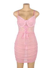 Load image into Gallery viewer, Pink Lace Mesh Push Up Nightdress(10-12) L
