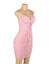 Load image into Gallery viewer, Pink Lace Mesh Push Up Nightdress(10-12) L
