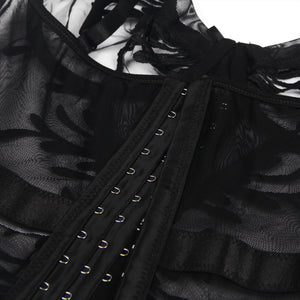 Sexy Black Mesh/leaf Garter Teddy(8-10) M