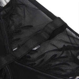 Sexy Black Mesh/leaf Garter Teddy(8-10) M