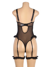 Load image into Gallery viewer, Black Slim Lace Garter Leg Ring Teddy(8-10) M
