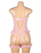 Load image into Gallery viewer, Pink Slim Lace Garter Leg Ring Teddy(16-18) 3xl
