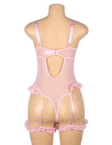 Pink Slim Lace Garter Leg Ring Teddy(16-18) 3xl