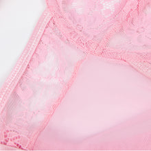 Load image into Gallery viewer, Pink Slim Lace Garter Leg Ring Teddy(16-18) 3xl
