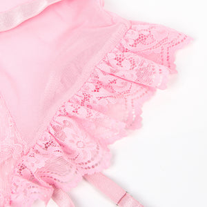 Pink Slim Lace Garter Leg Ring Teddy(16-18) 3xl