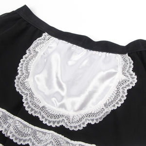 Black Pu Leather Mesh Maid Costume(16-18)3xl