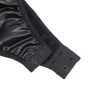 Black Pu Leather Mesh Maid Costume(16-18)3xl