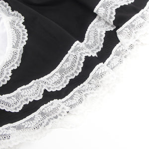 Black Pu Leather Mesh Maid Costume(16-18)3xl
