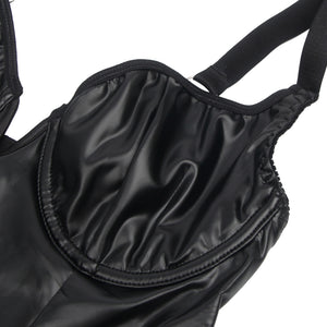Black Pu Leather Mesh Maid Costume(16-18)3xl