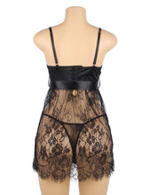 Load image into Gallery viewer, Black Eyelash Lace Push Up Nightdress(10-12) L
