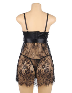 Black Eyelash Lace Push Up Nightdress(10-12) L