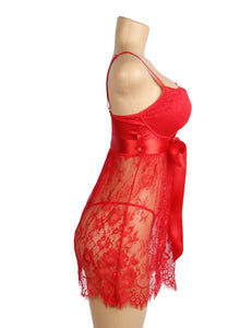 Red Eyelash Lace Push Up Nightdress(12-14) Xl