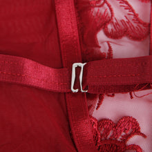 Load image into Gallery viewer, Wine Red Floral Mesh Bodysuit (16-18) 3xl W/underwire
