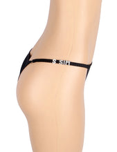 Load image into Gallery viewer, Rhinestone T-back Thong Black (12-14) Xl

