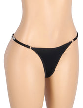 Load image into Gallery viewer, Rhinestone T-back Thong Black (10-12) L
