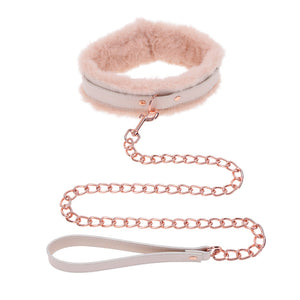 S & M Peaches N Creame Fur Collar & Leash