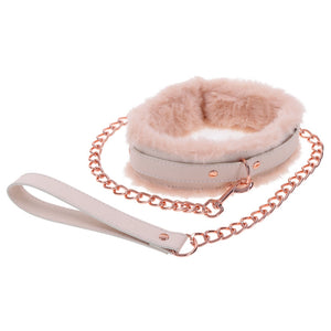 S & M Peaches N Creame Fur Collar & Leash