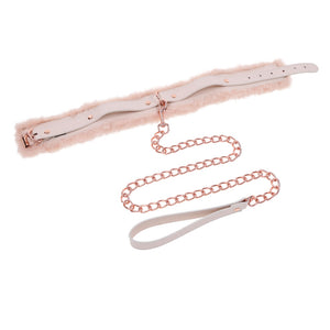 S & M Peaches N Creame Fur Collar & Leash