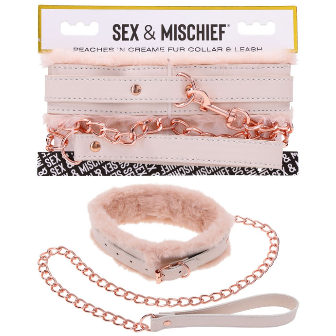 S & M Peaches N Creame Fur Collar & Leash